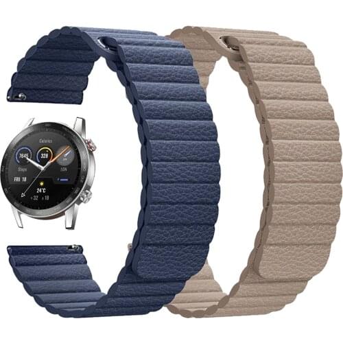 Magnetic Leather Loop Strap for HONOR Magic 2 42mm 46mm Watch Bracelet Wrist Band for Honor ES GS Pro Watch Watchband 20 22mm