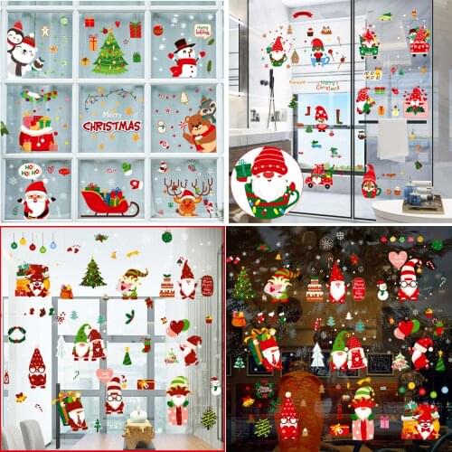 Merry Christmas Decoration Wall Sticker Poster Santa Claus Decal New Year Decorative Vinyl Aesthetic Room Decor Home Accessories
