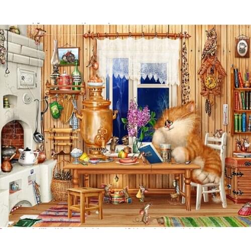 Christmas Decoration Diamond Embroidery Patchwork Diy Diamond Sticker Square DIY Diamond Painting Lovely CAT Needlework