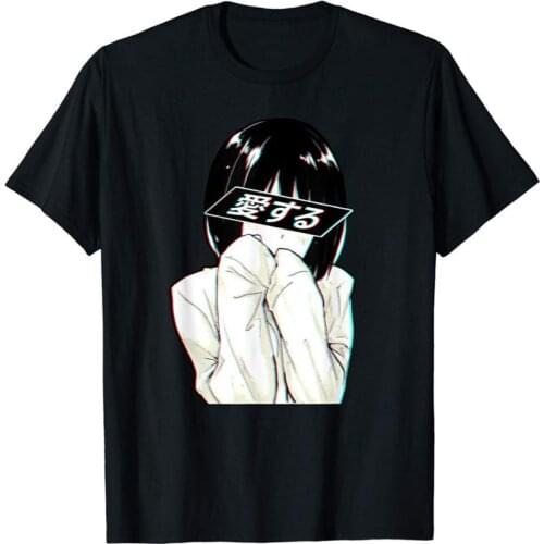 Sad Anime Girl Shirt | Trashy Waifu Clothing | Anime Girl Fashion Clothing Mens T Shirt New Printed Cool Offensive Shirts