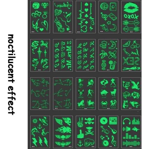 Glow in the dark Luminous Tattoo Sticker banana candy beer band Aid Waterproof Temporary The Body Art Party Tattoo Stickers