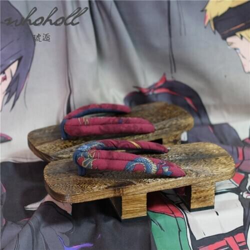 WHOHOLL Geta Japanese Wood Slippers Clogs Shoes For Man Women Unisex Summer Slippers Indoor Outdoor Cosplay Shoes Naruto
