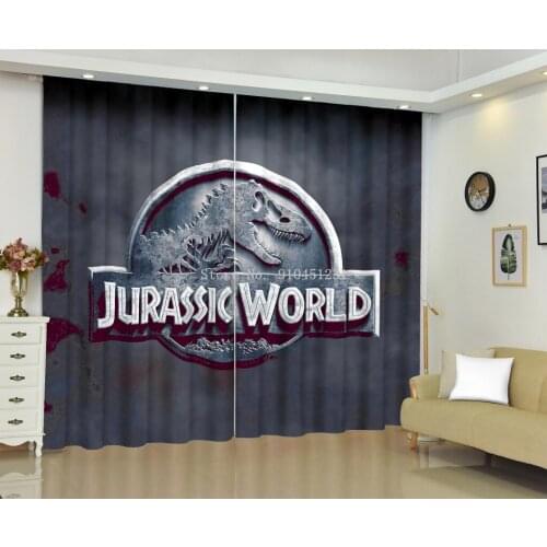 Custom Size 3D Jurassic Park The Lost World Dinosaur Curtain Backdrop Living Room Bedroom Thin Kitchen Curtains Children Drapes