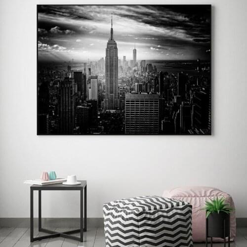 Building New York City Manhattan Empire State Canvas Art Scandinavian Posters and Prints Landscape Wall Picture for Living Room