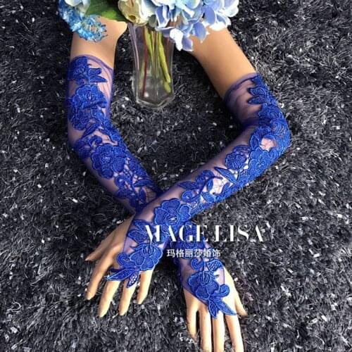 Wedding Lace Gloves Fingerless Women Bridal Lace Appliqued Long Elbow Length Gloves 2020