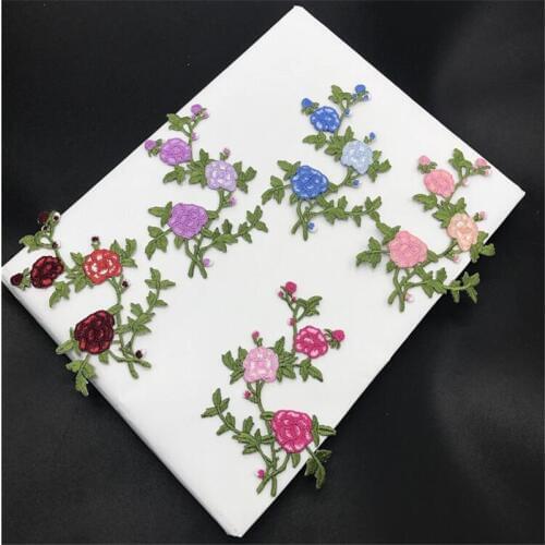 1Pair 4Colors Flower Applique Clothing Embroidery Patch Sticker Iron On Patch Craft Sewing Repair Embroidered 7X10CM LA301