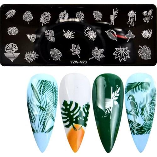 1pcs Nail Art Stamp Butterfly Banana Leaf Printing Geometric Face Snowflake Nail Stamping Template Image Plate Stencil Nail Tool