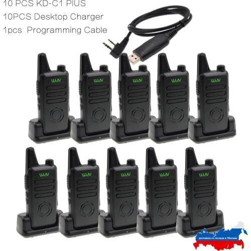 10PCS WLN Mini Walkie Talkie KD-C1plus Handheld Portable Radio UHF 400-470Mhz 5W 16CH 1500mAh Portable Scrambler Two Way Radio
