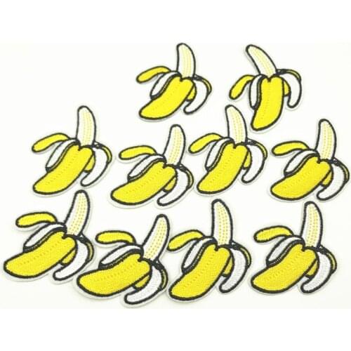 100pcs 6.0*5.0cm Embroidered Banana Patch Iron On Sew On Fruits Stickers for Kids Clothing Repair DIY Jeans bags Fabric Applique