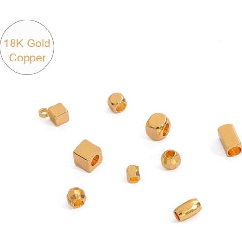 18K Gold Plated 10Pcs 2-4mm Small Round Faceted Tube Spacer Beads Copper DIY Bracelet Jewelry Findings Accessories Supplies