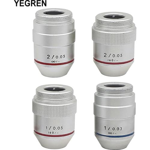 1X 2X Achromatic Objective Lens Infinity Objective for 195 Biological Microscope Accessories with RMS Thread Low Magnification