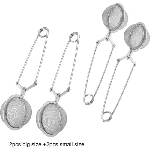 2 Big +2 Small ) Mesh Tea Strainer, Snap Strainer Stainless Steel Tea Filter with Handle for Loose Leaf Tea GM001