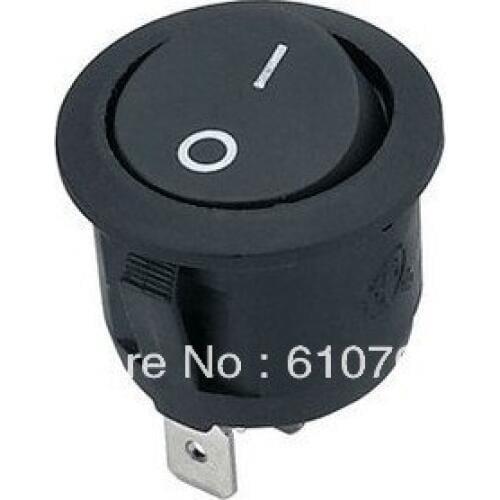 2 Pins SPST On Off Round Rocker Switch AC 6A 10A 250V Black Push Button Switches