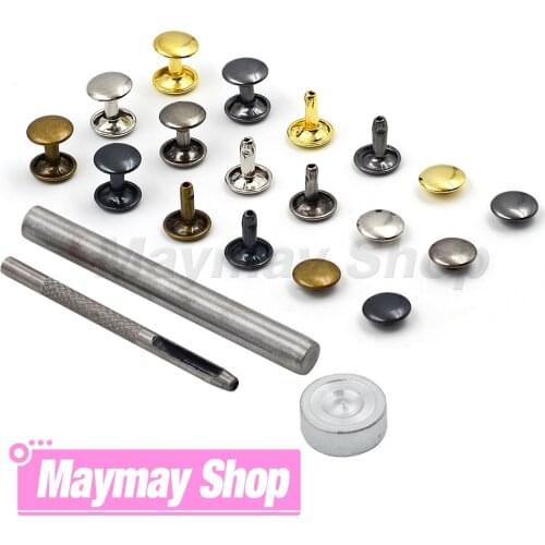 200pcs 10x10mm Double Cap Rivets Metal Stud Round Nail Rivet For Repair Clothing Garment Shoes Bag Belt Leathercraft Accessories