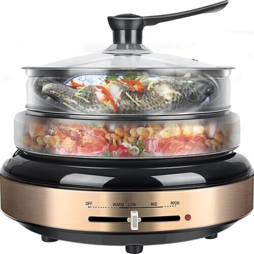 220V Non-stick Electric Multifunction Hot Pot Household Multi Cooker With 2 Layers For Frying Barbecue Cooking Machine