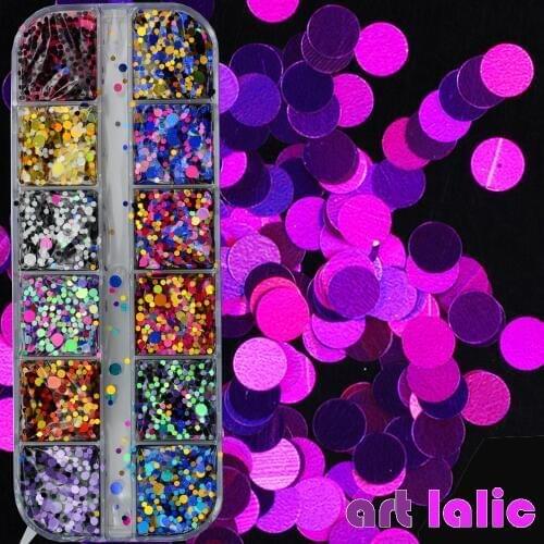 1 Case Nail Art Sequins Chameleon Laser Glitter Flakes Dots Glitter Powder UV Gel Polish Paillette Tool Decor Manicure