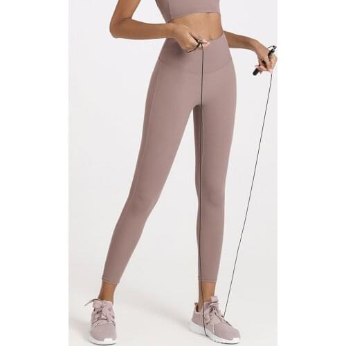Bare Second-skin Workout Fitness Leggings Women NO Front Seam High Waist Yoga Sport Tights Pants with Big Back Pocket