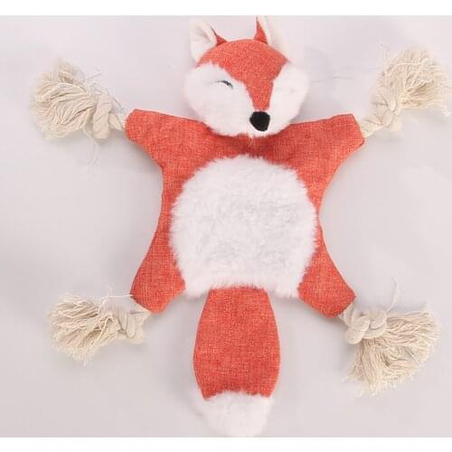 Pet Toys Dog Chew Toys Cotton Rope Material Creative Fox Shape Dog Interactive Toy Pet Bite Toy Pet Sound Toys Pet Supplies