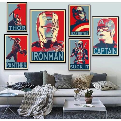 Classic Marvel Spiderman Iron Man Canvas Painting Marvel Superhero Posters and Prints Wall Art Pictures for Kids Home Decoration