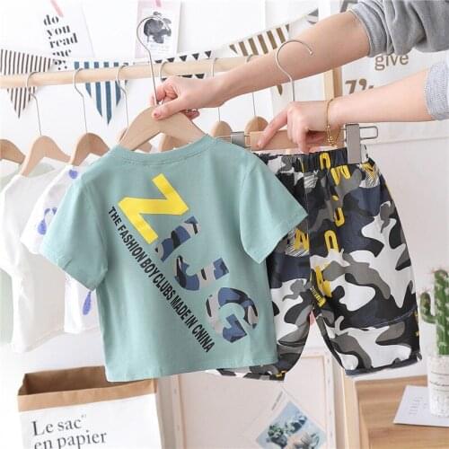 Kids Clothing Set Summer New Baby Girl Fashion Tshirt Two-piece Children Sports Short Sleeve Shorts Suit