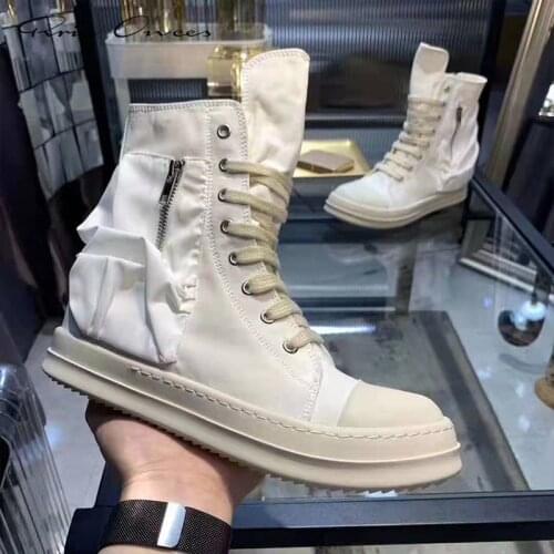 Rric Owens High Streetwear Womens Sneakers Mens Sneakers Original Shoes Men Shoe Mens Casual Shoes Zipper Couple Short Boots