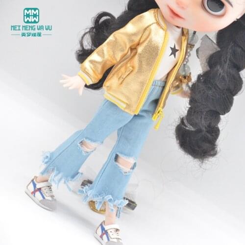 Mini Toys Doll Clothes Fashion jacket gold, blue, pink, rose red, black, silver for Blyth Azone OB23 OB24 doll accessories