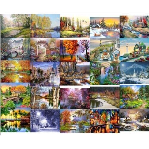 Snowing senenery 3 Needlework,Sets For full Embroidery kits,Home decor 14/18/28ct /11ct white canvas,Dmc,Diy,Cross stitch