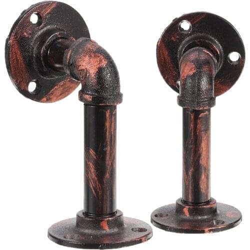 2Pcs DIY Industrial Iron Pipe Wall Shelf Vintage Retro Shelf Brackets Storage Holder Rack Bookcase Home Decor Black Gold Silver