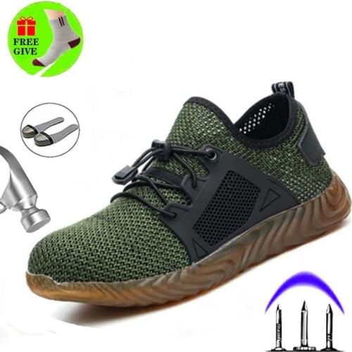 Indestructible Shoes Men and Women Steel Toe Safety Boots Work Air Puncture-Proof Non-slip Breathable Lightweight Sneakers