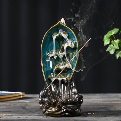 New Backflow Incense Burenr Cone Censer for Incense Sticks Living Room Decoration Ceramic Incense Fountain Glazed Incense Holder