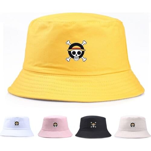 Anime One Piece Print Bucket Hats Unisex Fashion Women Men Breathable Casual Hip Hop Fisherman Hat Foldable Outdoor Sun Cap