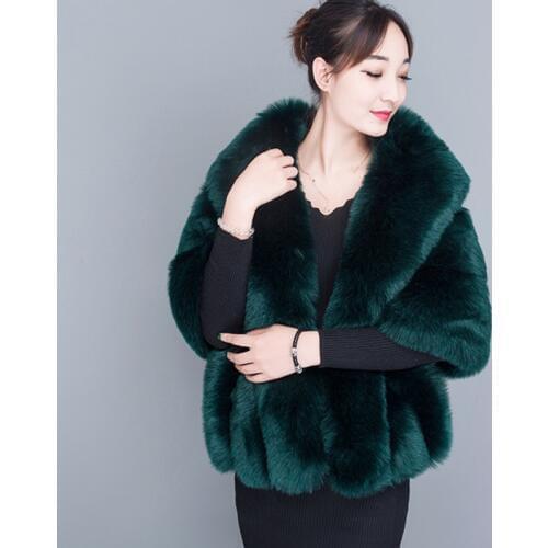 Autumn Winter New Solid Color Fake Fur Shawl Cloak Coat Imitation Fox Fur Hair Cloak Female Infinity Scarf Faux Fur Scarf Mw717