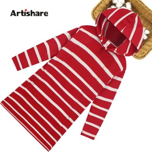 Dress Girl Striped Girls Hoodies Dresses Casual Style Dress Kids 2021 Spring Childrens Clothing 6 8 10 12 14