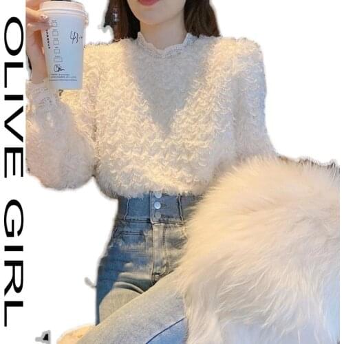 Early spring 2021 Lace Crochet shirt Sexy O Neck Lace Crochet Hollow Out Patchwork T-shirts Slim Streetwear Lace Tee Tops