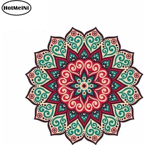 HotMeiNi 13cm x 12.9cm for Mandala Boho Indian Car Stickers Vinyl Helmet RV VAN 3D JDM Car Accessories Graphics Anime Sign