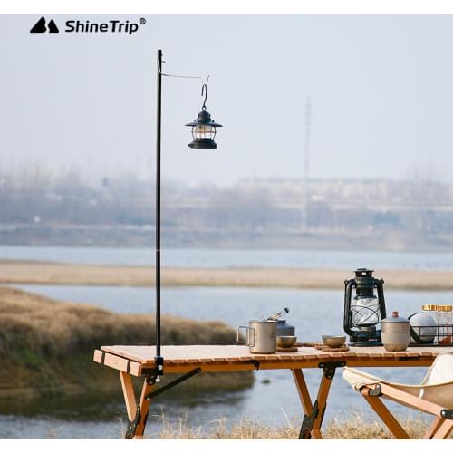 ShineTrip Outdoor Folding Lamp Post Pole Aluminum Alloy Portable Hiking Camping Tent Table Hanging Light Fixing Stand Holder
