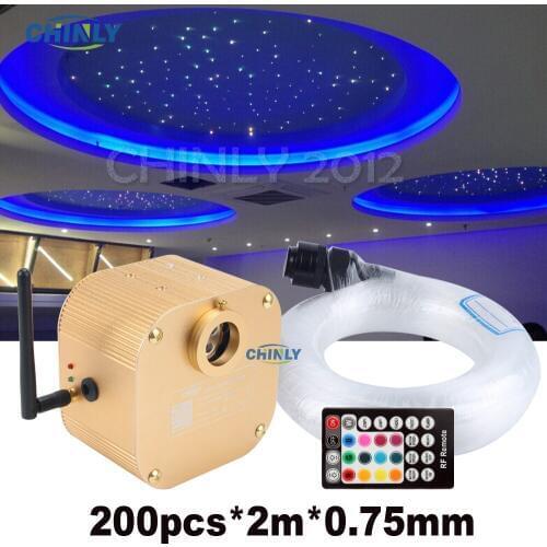 Fiber Optic Light Twinkle 16W Bluetooth Control Smartphone Music Control 200pcs 2m LED Light for Hotel Stars Ceiling Lighting