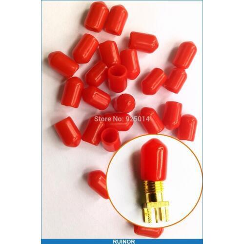 100PCS Diameter of 6mm length 10mm Plastic covers Dust cap Red protective case for RF-SMA Female connector