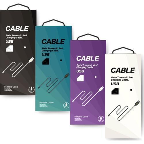1000pcs/lot 4 Colors Mobile Phone Micro USB Cable Paper Packaging Box Retail Package Box For Data Line