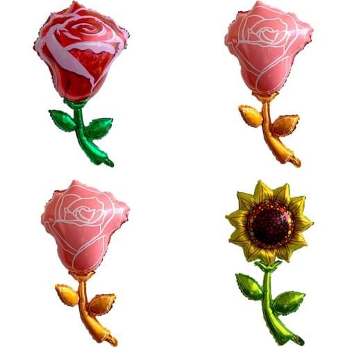 20pcs/lot Pink Rose flower Foil Balloons Birthday Party Wedding Decorations garden Party Suplies Sun flower Air Globos kids toys