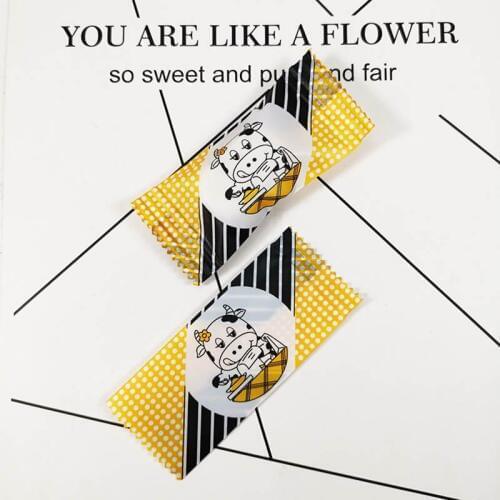 200pcs/lot Nougat Packaging Bag Yellow Spotted Milk Cow Candy Bags Homemade Cookies Peanut Candy Wrappers Colorful Plastic Wrap