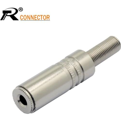 3pcs Wire Connector Metal 3.5mm Jack Stereo Inline Socket Solder Connector Fits 4.5mm Cable Audio Jack 3.5