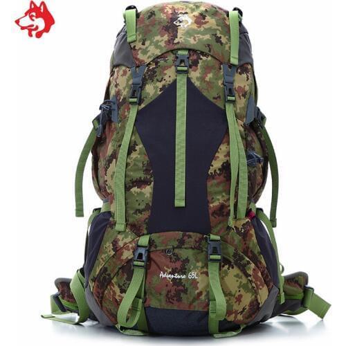 65L Camouflage/Orange/Dark Green adventure backpack life-saving whistle Camping hiking outdoor venturesome travelling backpack