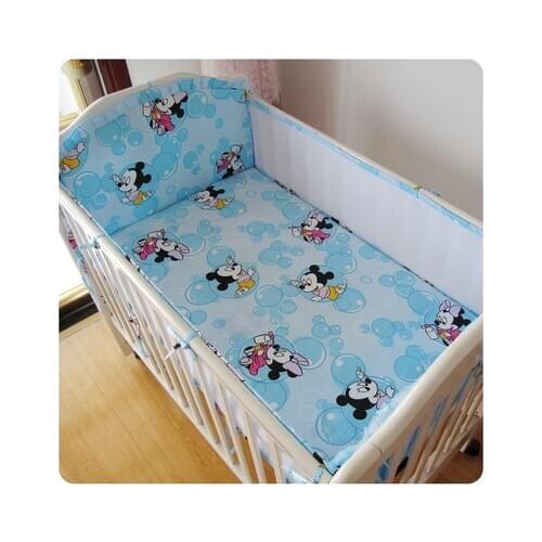 Promotion! 5PCS Mesh cartoon Crib Baby Bedding Sets Bumper 100%Cotton Cot Set,include(4bumpers+sheet)