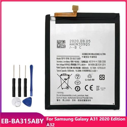 Original Phone Battery EB-BA315ABY For Samsung Galaxy A31 2020 Edition A32 Replacement Rechargable Batteries 5000mAh With Tools