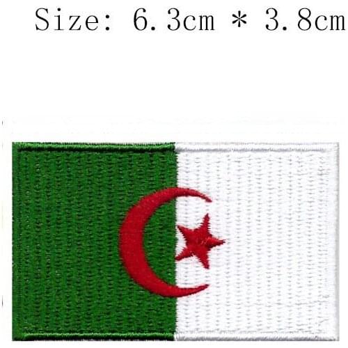Algeria 2.5" wide embroidery flag patch star and Moon emblem Wholesale free shipping iron sew left chest Algiers for Motorcycle