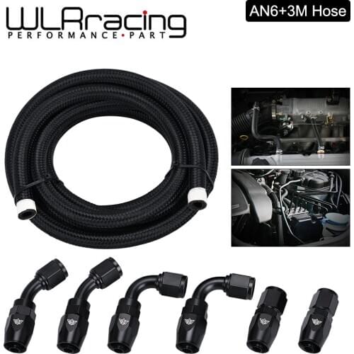 WLR AN6 0/45/90 Degree Aluminum Reusable Swivel Hose End Fitting+3Meter Fuel Hose Line Adapter Kit E85 Tube