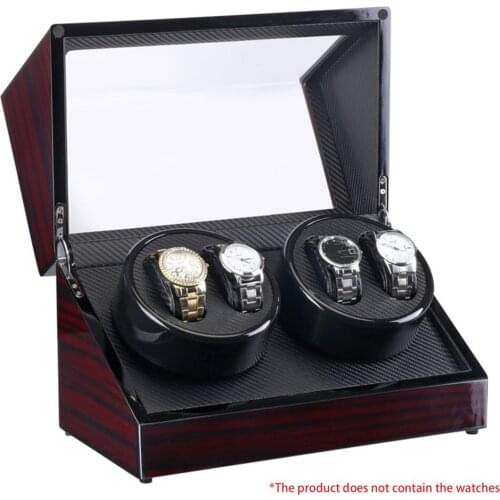 Auto Wooden Watch Winder Storage Box Winder Shaker Case Transparent Cover Wristwatch Box Single/Double Head Motor with US Plug