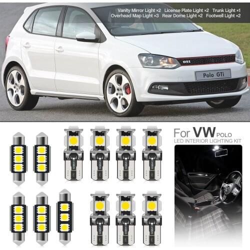 For 2009-2017 Volkswagen VW Polo GTI MK5 6R 6C 61 Canbus Led Interior Light Bulb Kit White Dome Map Trunk License Plate Lamp