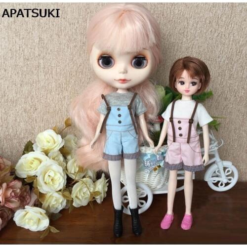 Fashion 1:6 Jeans Casual Wear Clothes For Blythe Dolls Suspender Trousers or T-Shirt for Blyth For Licca 1/6 Dolls Accessories